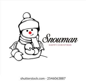 Christmas snowman vector, cute snowman, 