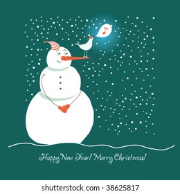 christmas snowman, vector illustration