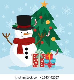 Christmas Snowman Vector Illustration Background