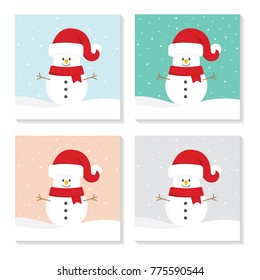 Christmas Snowman Vector Illustration Background
