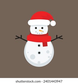 Christmas snowman vector illustration, snowman flat icon, cartoon snowman with hat, scarf
