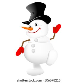 Christmas snowman vector illustration on white background
