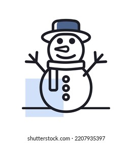 Christmas snowman vector isolated icon. Winter sign. Graph symbol for travel and tourism web site and apps design, logo, app, UI