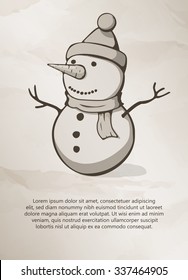 Christmas snowman. Vintage Label, Logo, Frame, Brochures. Design Templates. Vector illustration.