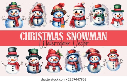 Christmas Snowman Watercolour Vector Design