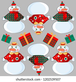 Christmas snowmen with gift boxes