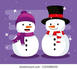 christmas snowmen with hat and scarf to celebrate