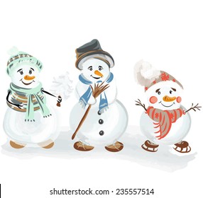 Christmas snowmen set for design