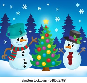 Christmas snowmen theme image 1 - eps10 vector illustration.
