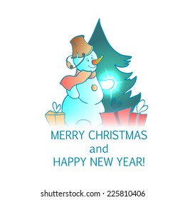 Christmas snowmen vector card