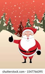 christmas snowscape scene with santa claus vector illustration design