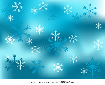 Christmas snowy background - vector illustration