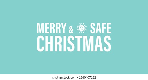 christmas social distancing vector illustration. merry and safe christmas winter season greeting card. coronavirus covid 19 protection xmas concept background