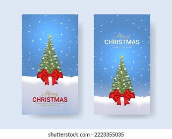 Christmas social media banner with snowy blue backgroud