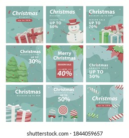 Christmas Social Media Feed Vector Set