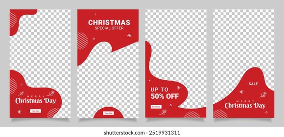 Christmas social media instagram stories collection template design, happy new year holiday events