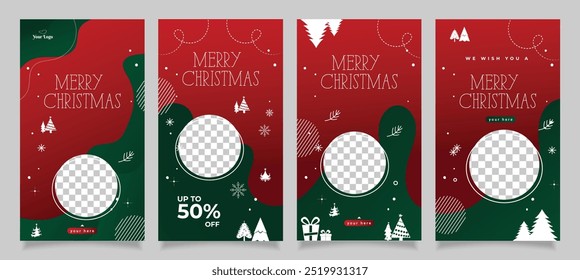 Christmas social media instagram stories collection template design, happy new year holiday events