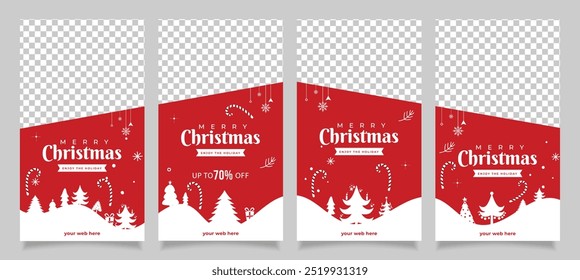 Christmas social media instagram stories collection template design, happy new year holiday events