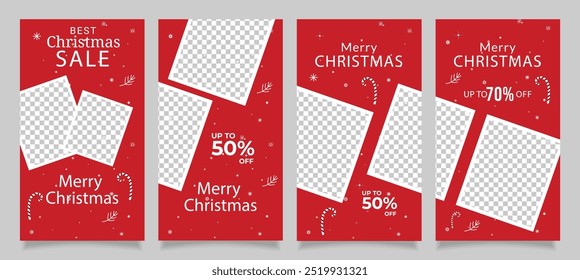 Christmas social media instagram stories collection template design, happy new year holiday events