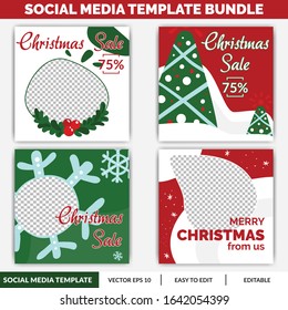 Christmas Social Media post template design. for e-commerce sale promo discount. Can use for advertisement, web design, gift card, coupon, flyer, poster, and promotion.