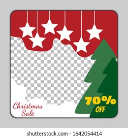 Christmas Social Media post template design. for e-commerce sale promo discount. Can use for advertisement, web design, gift card, coupon, flyer, poster, and promotion.