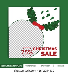Christmas Social Media post template design. for e-commerce sale promo discount. Can use for advertisement, web design, gift card, coupon, flyer, poster, and promotion.