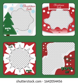 Christmas Social Media post template design. for e-commerce sale promo discount. Can use for advertisement, web design, gift card, coupon, flyer, poster, and promotion.