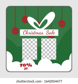 Christmas Social Media post template design. for e-commerce sale promo discount. Can use for advertisement, web design, gift card, coupon, flyer, poster, and promotion.