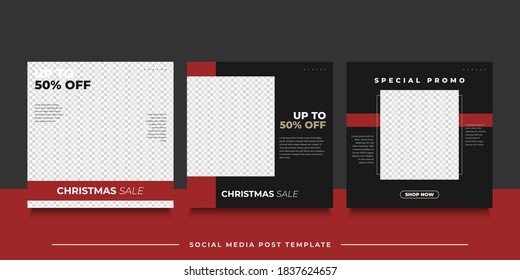 Christmas social media post template set with simple concept.
Christmas banner, poster or flyer