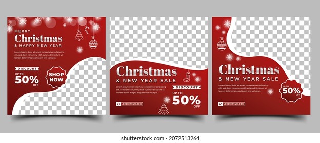 Christmas social media post template design collections. Modern banner with place for the photo. Usable for social media post, greeting card, banner, and website.