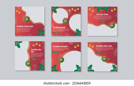 Christmas social media post template design collections. Modern banner with place for the photo. Usable for social media post, greeting card, banner, and website.