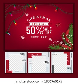 Christmas social media promote,promotion post templates.post square frame for social media set.