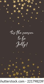 Christmas social media story template with gold glitter star design