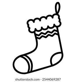 Christmas Sock Black Outline Icon