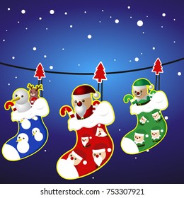 Christmas sock and character, Vector
