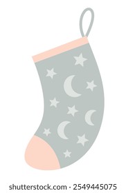 Christmas sock clipart. Christmas clipart. Cute festive object. Hand drawn vector illustration in flat style