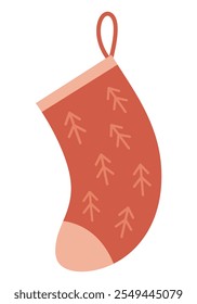 Christmas sock clipart. Christmas clipart. Cute festive object. Hand drawn vector illustration in flat style