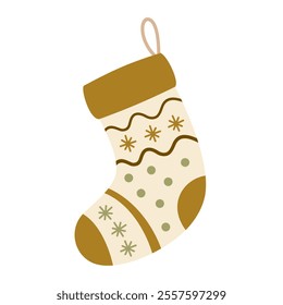 Christmas sock clipart. Christmas clipart. Cute festive object. Hand drawn vector illustration in flat style