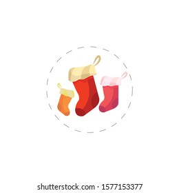 christmas sock colored flat vecor icon. christmas sock colored flat vecor icon. christmas sock colored flat vecor icon. 