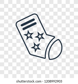 Christmas sock concept vector linear icon isolated on transparent background, Christmas sock concept transparency concept in outline style
