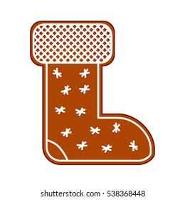 Christmas sock. Christmas cookie. Vector illustration.