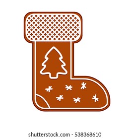 Christmas sock. Christmas cookie. Vector illustration.