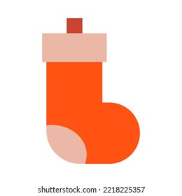 Christmas sock cute flat vector illustration on isolated background. Santa's socks