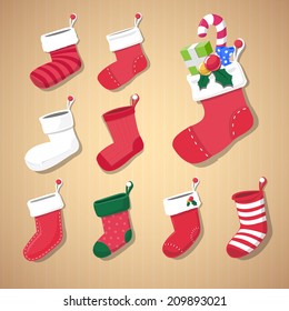 Christmas Sock Decoration in Christmas day - vector Illustration