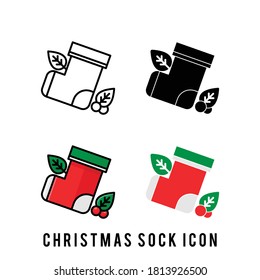 Christmas sock decoration filled outline icon, line vector sign, linear colorful pictogram isolated on white. Symbol, logo illustration.