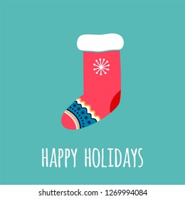 Christmas sock decoration. Happy holidays