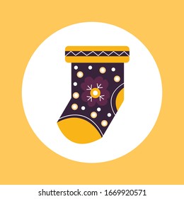 Christmas sock decoration icon flat design 