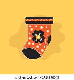Christmas sock decoration icon flat design