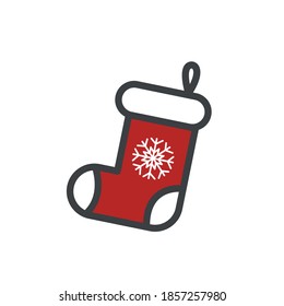 Christmas sock decoration icon on white background