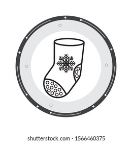 Christmas sock decoration line icon flat design